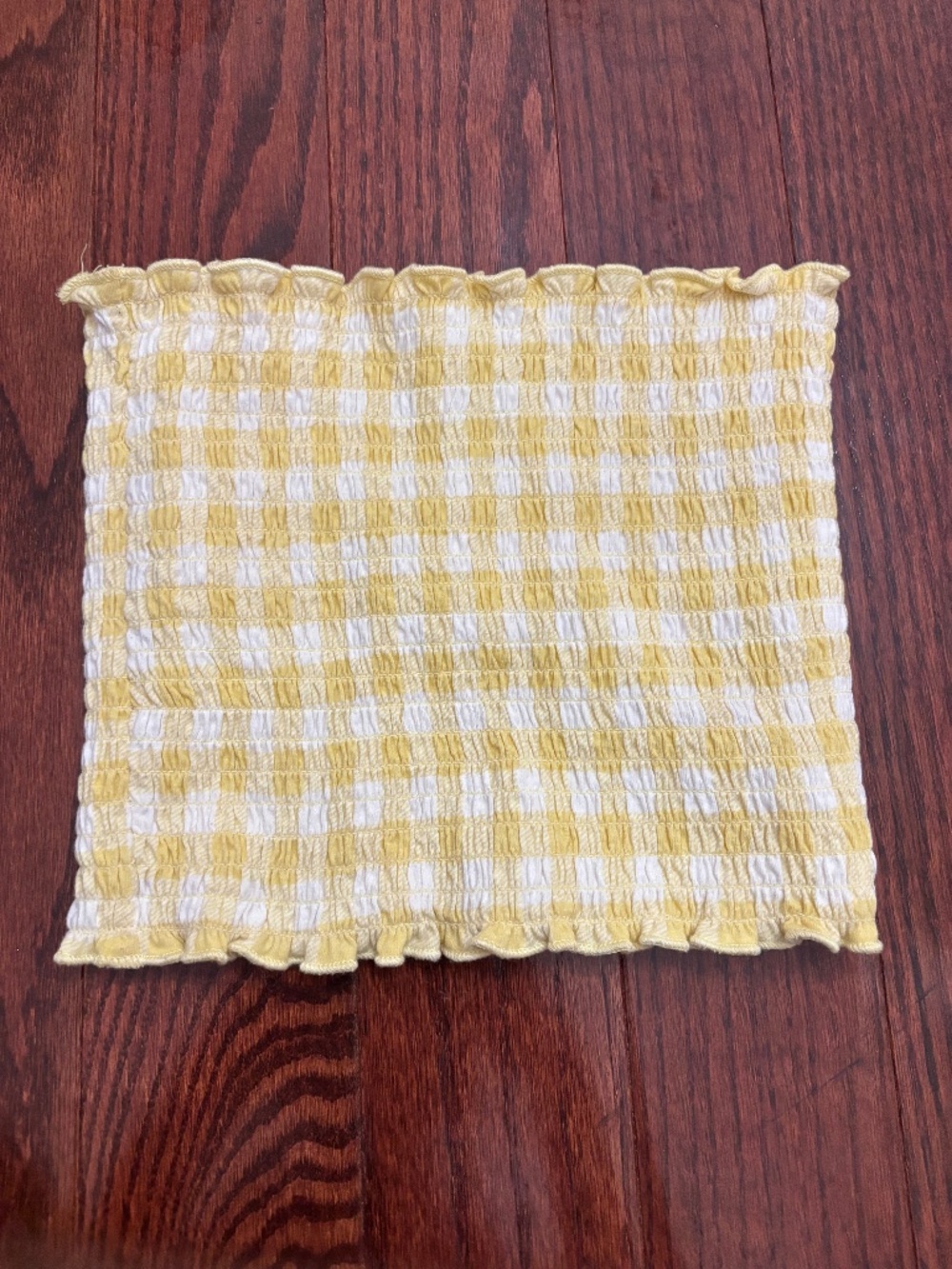 Reversible Yellow & White Gingham Smocked Tube Top